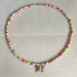 *2 for $30* Mutlicolored Beaded Butterfly Charm Necklace